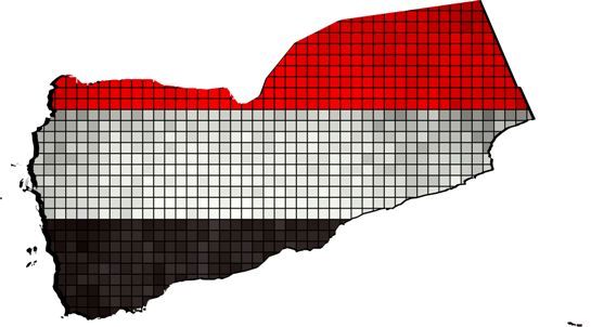 Yemen map with flag inside