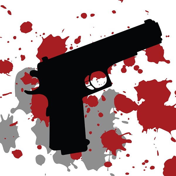 Background with gun gun and blood spots