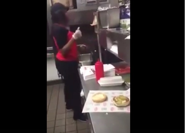 Caught in the Act: Checkers Employee Rubbing Burger Bun on Floor