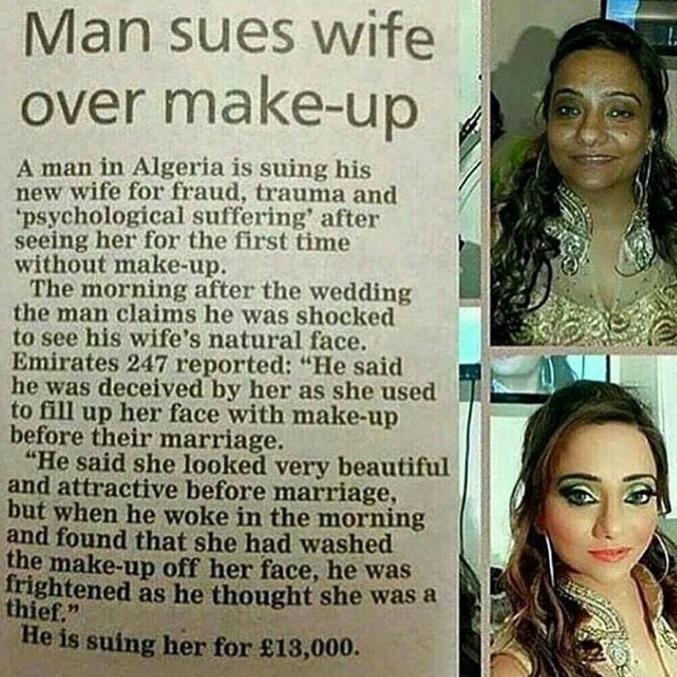 Algerian Man Shocked on Seeing Wife without Makeup