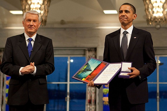 Barack Obama at the 2009 Nobel Peace Prize ceremony.