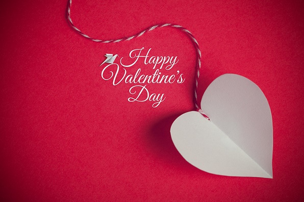 valentines day background with paper cut heart and message