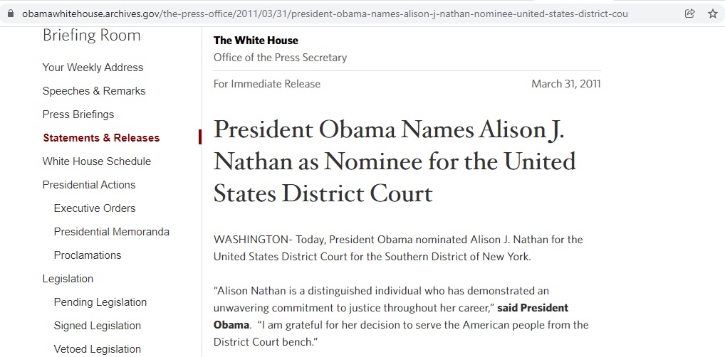 Obama judge Alison Nathan