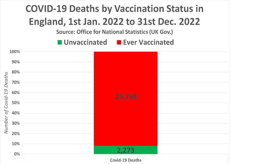 covid deaths vaccination UK graph